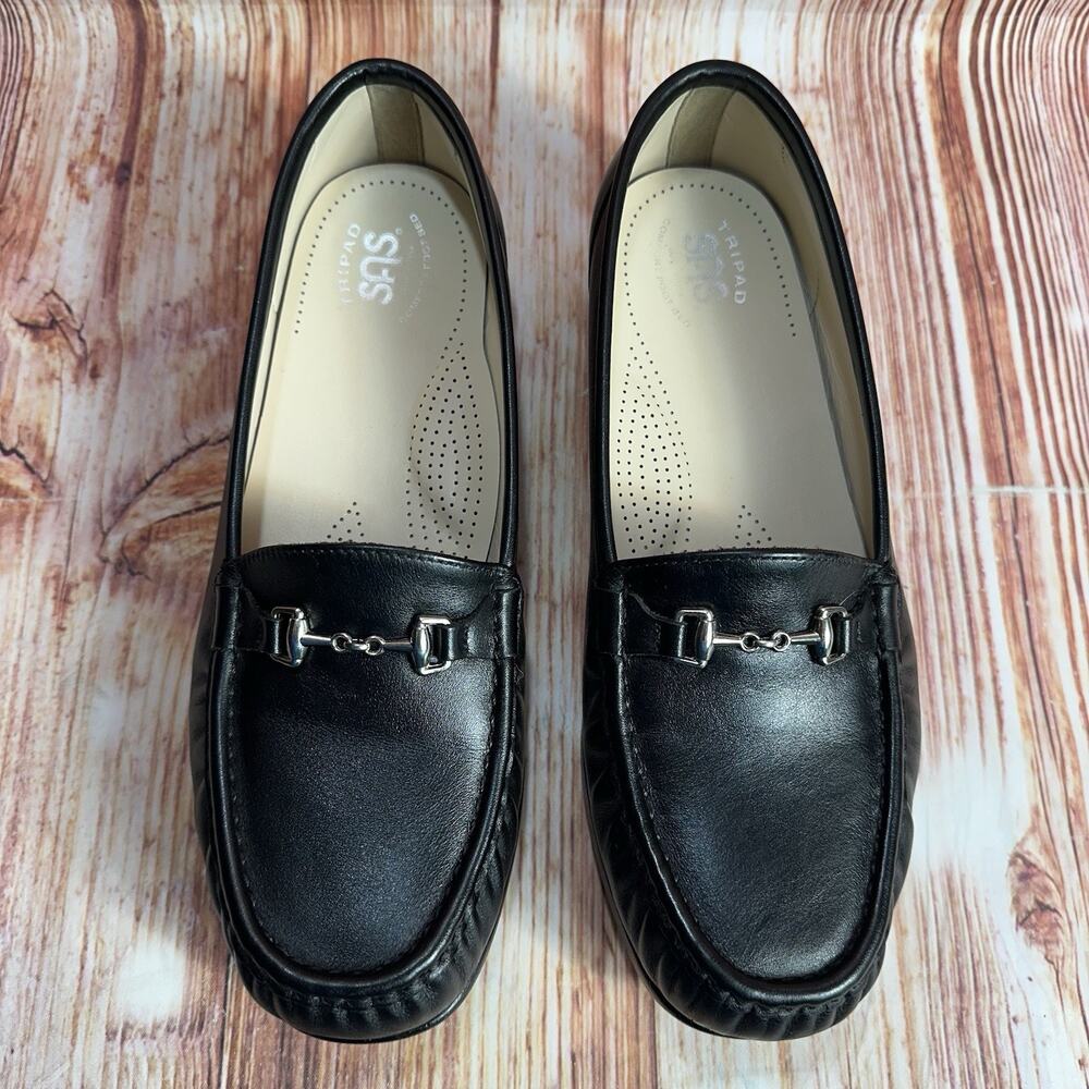 SAS Womens Sz 11WW Black Leather METRO Horsebit Tripad Comfort Loafer Shoe Flats - Picture 3 of 10